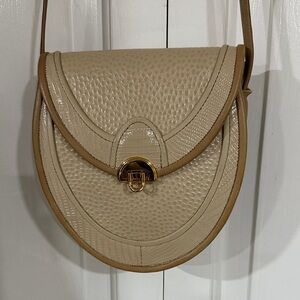 Delman Cream and Tan Crossbody Bag